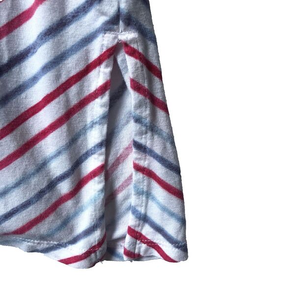 J. Jill Womens Tunic Top Large White Red Blue Stripe Elbow Sleeves Rayon Lyocell - Picture 9 of 10